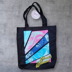 DC Comics Tote Wonder Woman Black Colorful School Bag Halloween Cosplay NEW